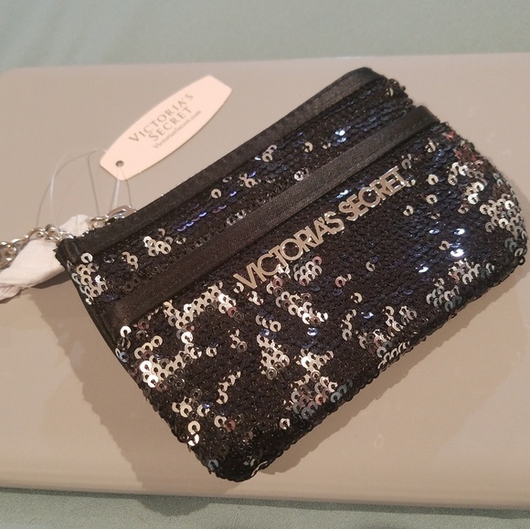 Victoria's Secret Handbags - VS Black Sequin Coin Purse w/ Keychain